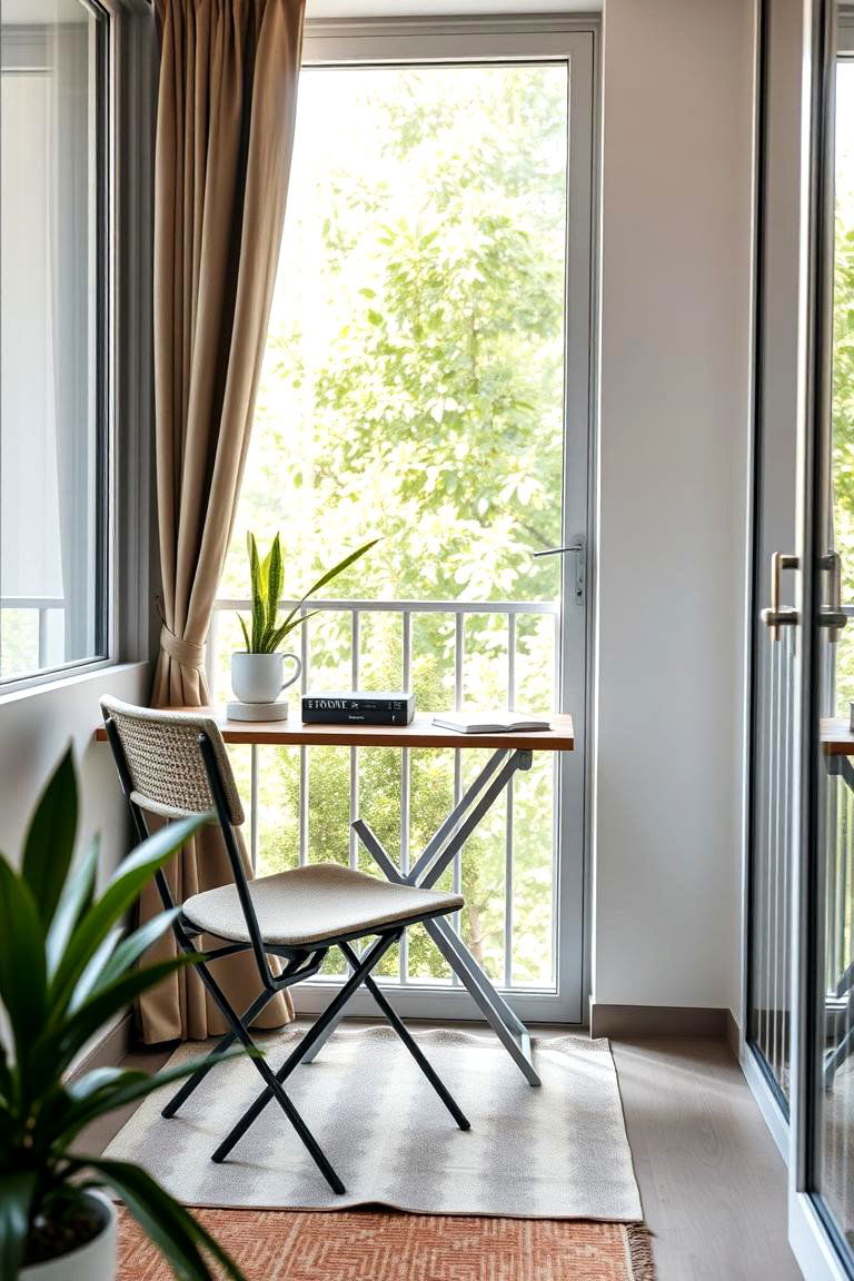Minimalist Office with Compact Furniture - 24 Balcony Office Ideas