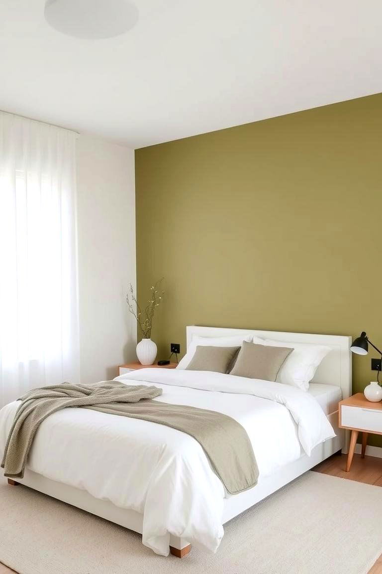 Minimalist Olive Green Sanctuary - 24 Olive Green Bedroom Ideas