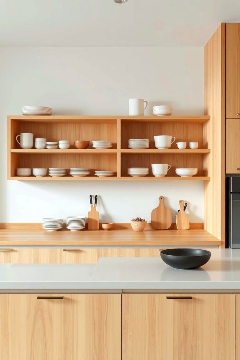 Minimalist Open Shelving - 24 Japanese Style Kitchen Ideas