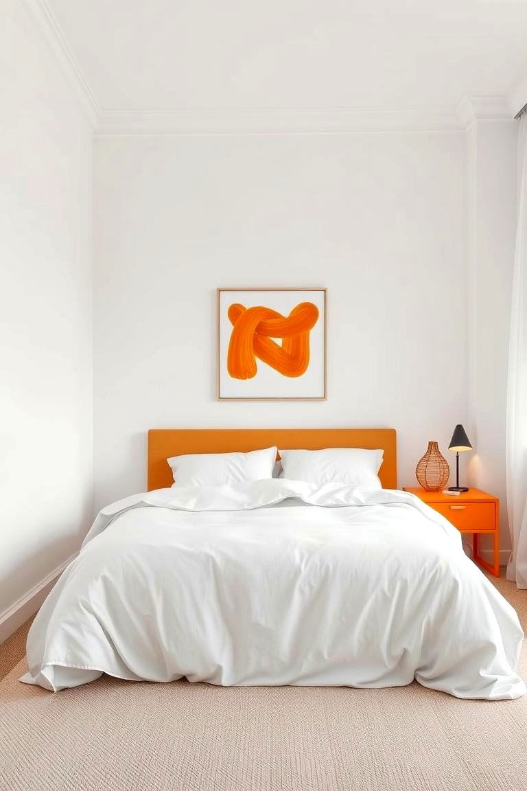 Minimalist Orange Touches - 24 Orange Bedroom Ideas