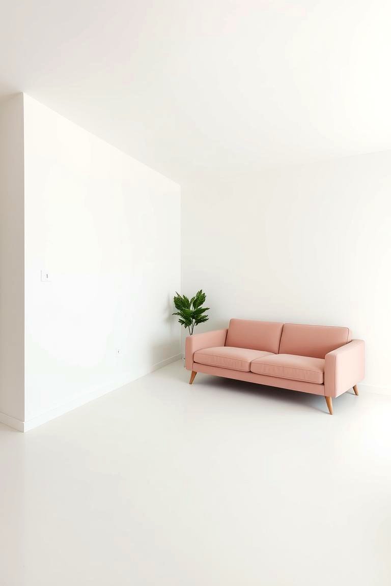 Minimalist Pink Accents - 24 Pink Couch Living Room Ideas