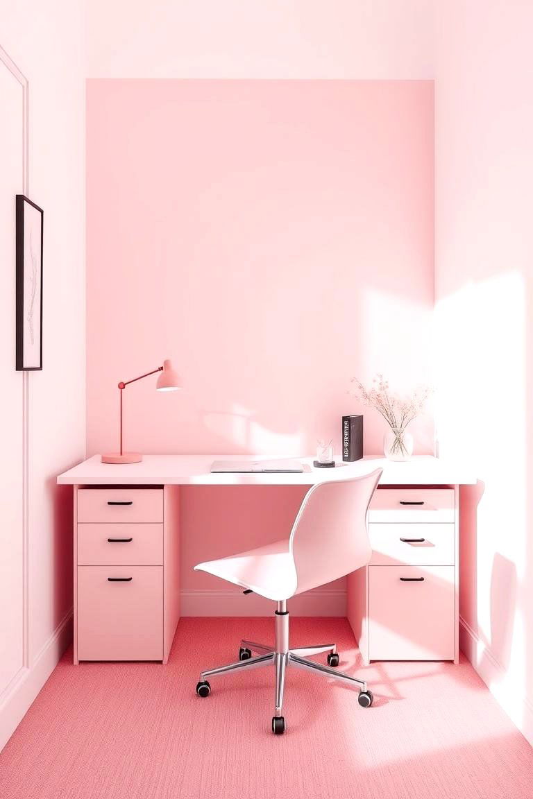 Minimalist Pink Study Corner - 24 Pink Dorm Room Ideas
