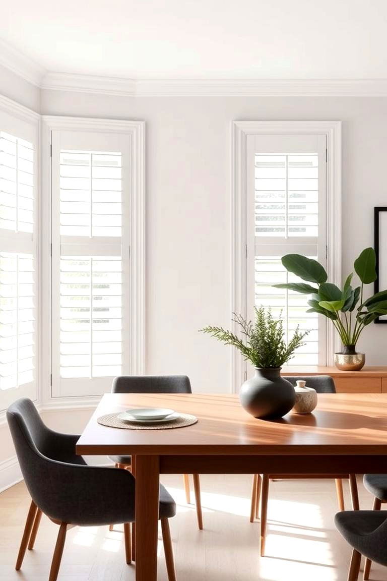 Minimalist Plantation Shutters - 24 Dining Room Window Treatments