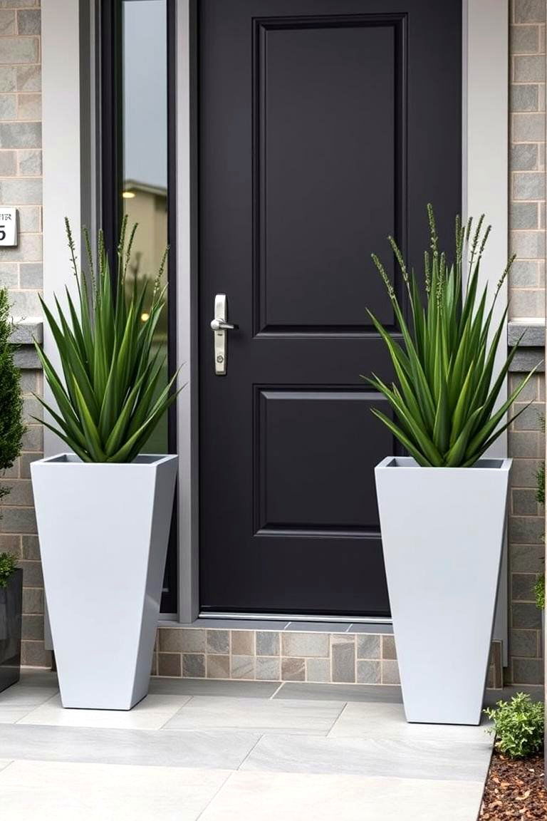 Minimalist Planters for a Modern Look - 24 Front Door Decor Ideas