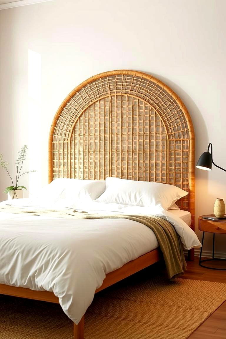 Minimalist Rattan Headboard - 24 rattan bedroom furniture ideas