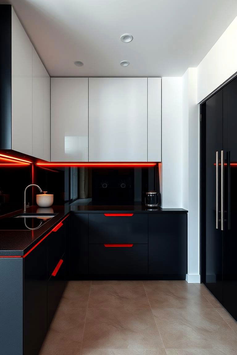 Minimalist Red Accents - 24 red and black kitchen ideas