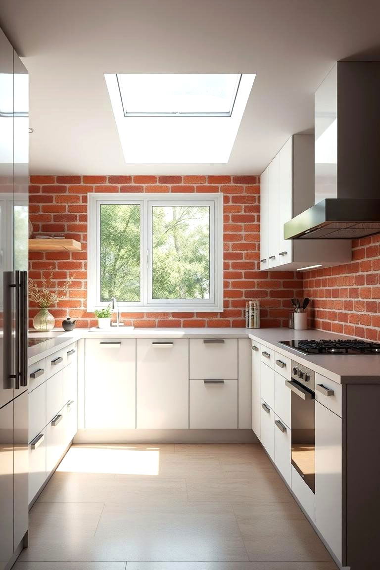 Minimalist Red Brick Finishes - 24 Red Brick Kitchen Ideas