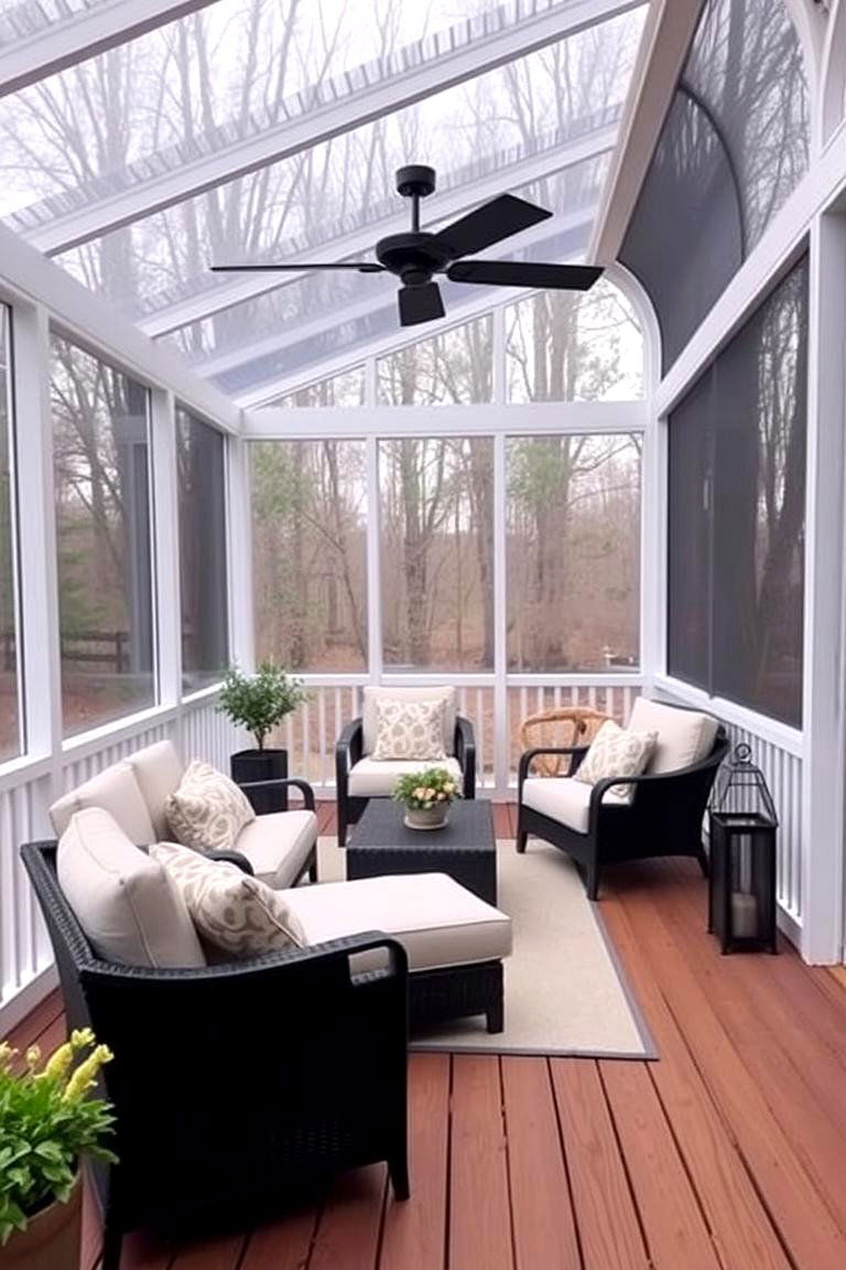 Minimalist Screened in Deck with Clean Lines - 24 Screened-in Deck Ideas