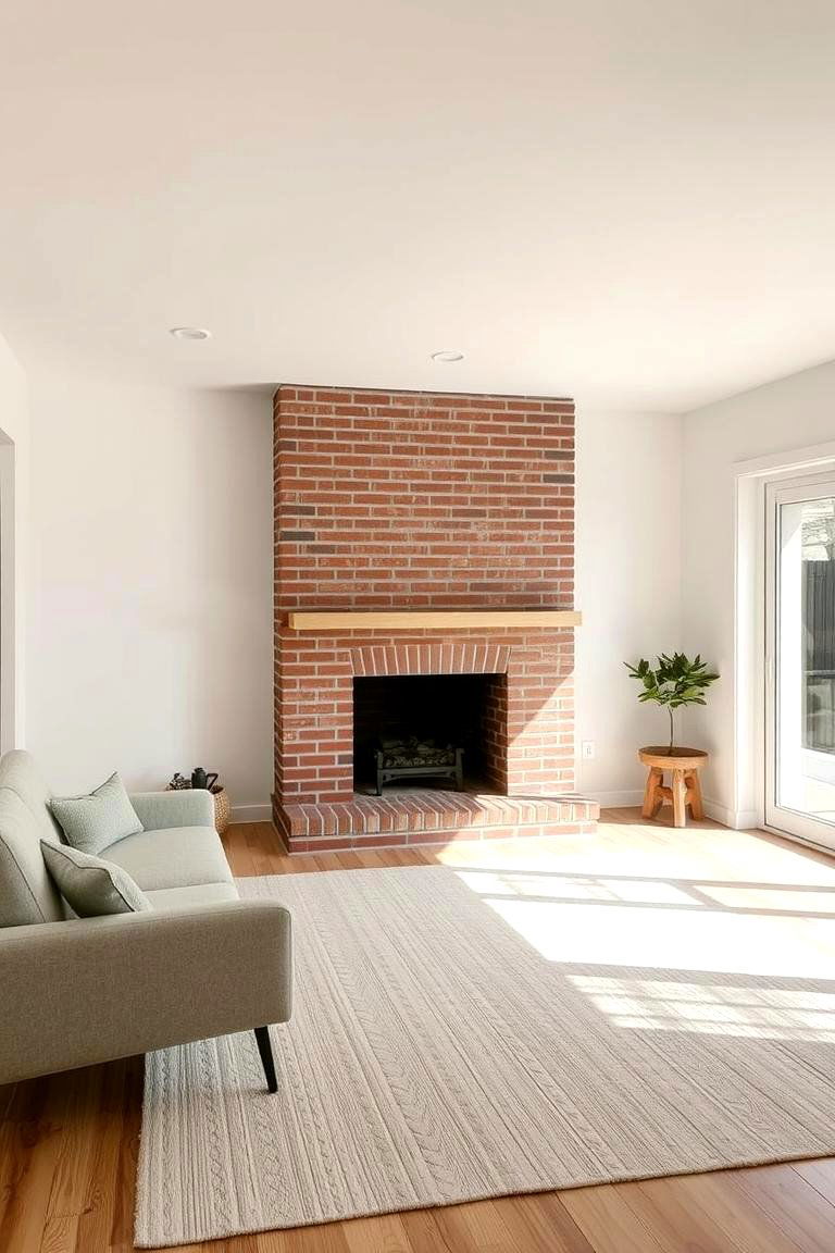Minimalist Serenity with Clean Lines - 24 Rustic Living Room With a Brick Fireplace Ideas