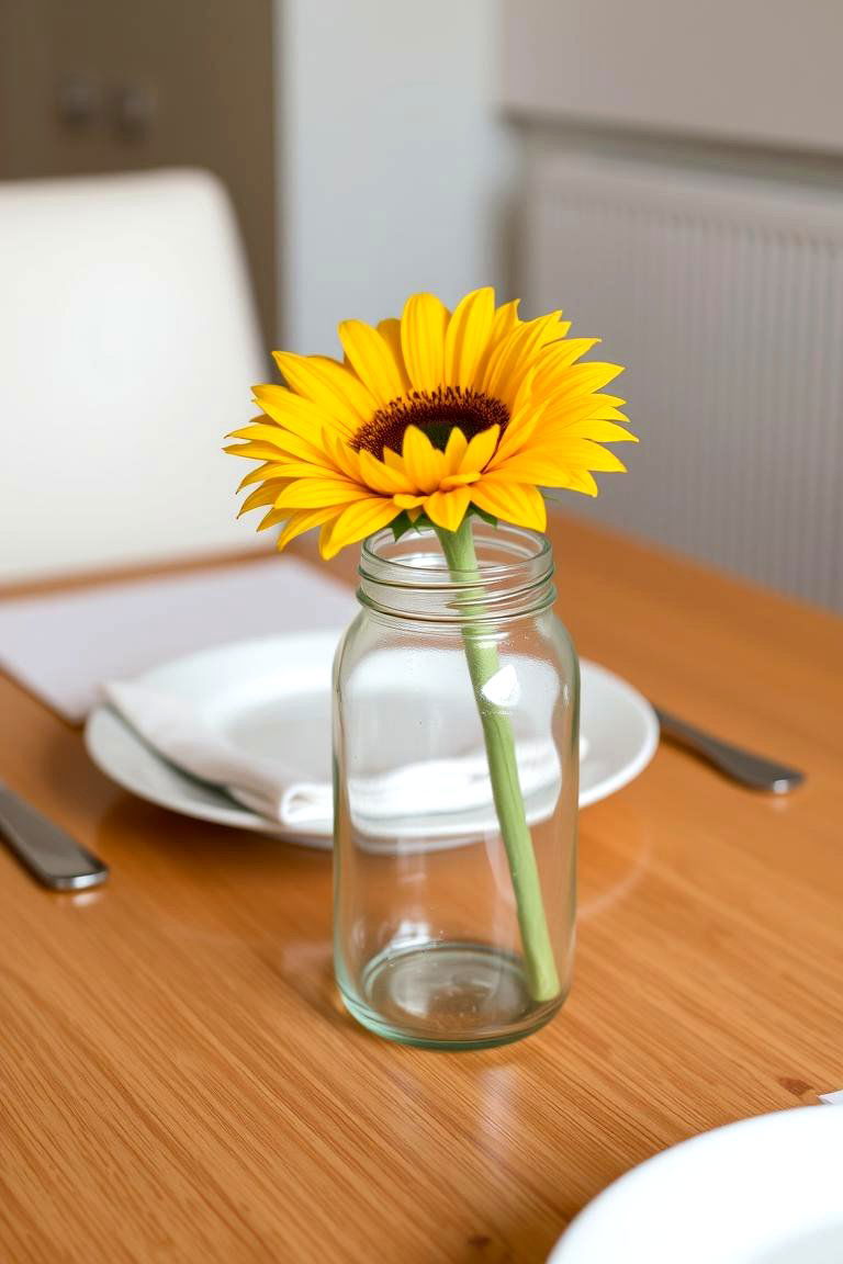 Minimalist Single Stem Mason Jar Vases - 24 Mason Jar Centerpiece Ideas