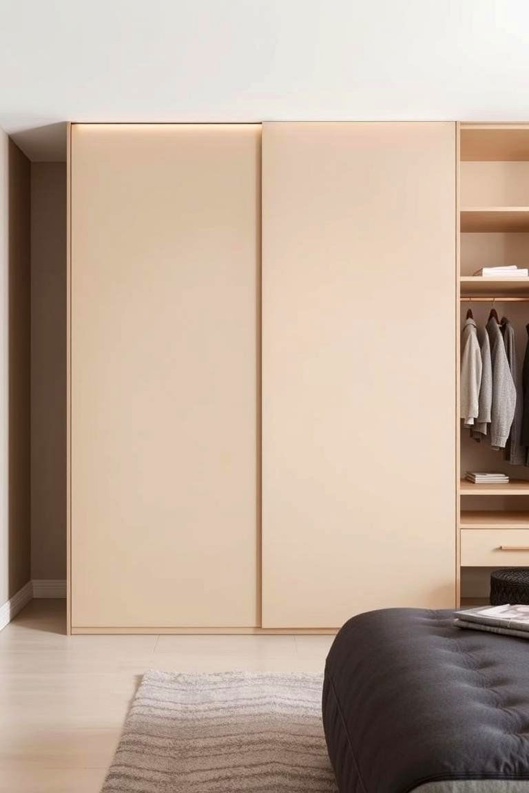 Minimalist Sliding Panel Wardrobe - 24 Built-in Wardrobe Ideas Around a Bed