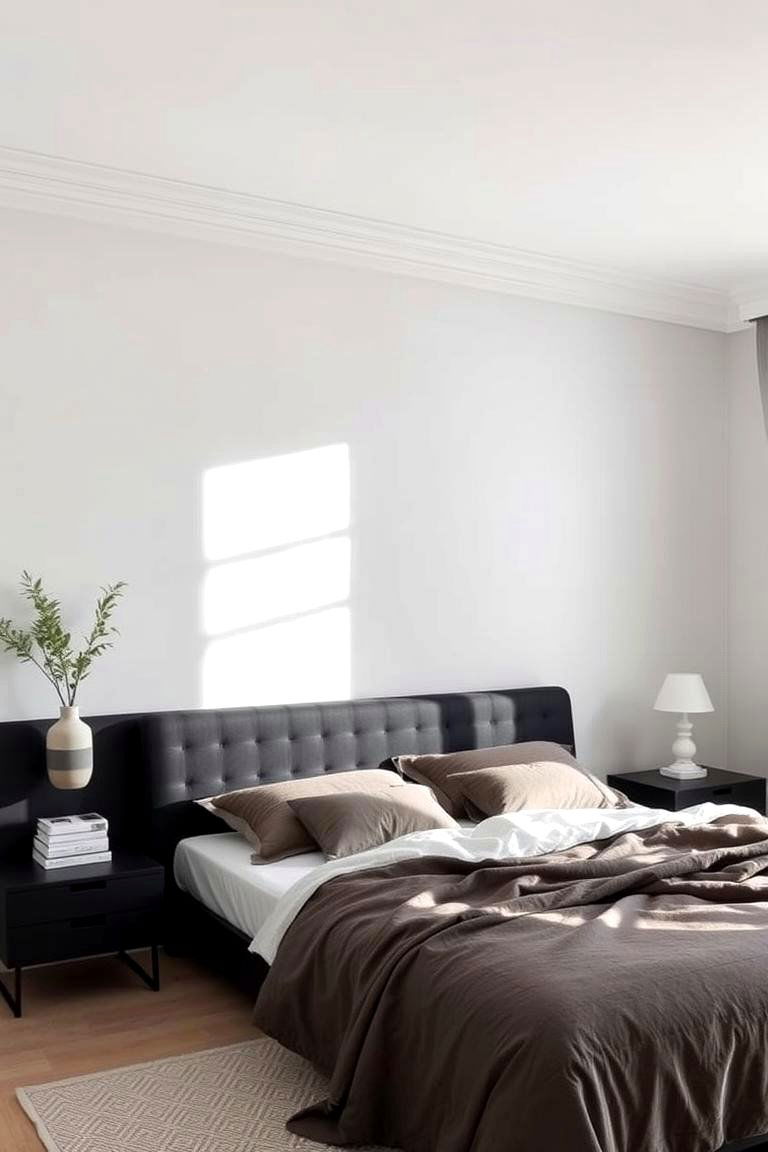 Minimalist Statement Piece - 24 Black Headboard Bedroom Ideas