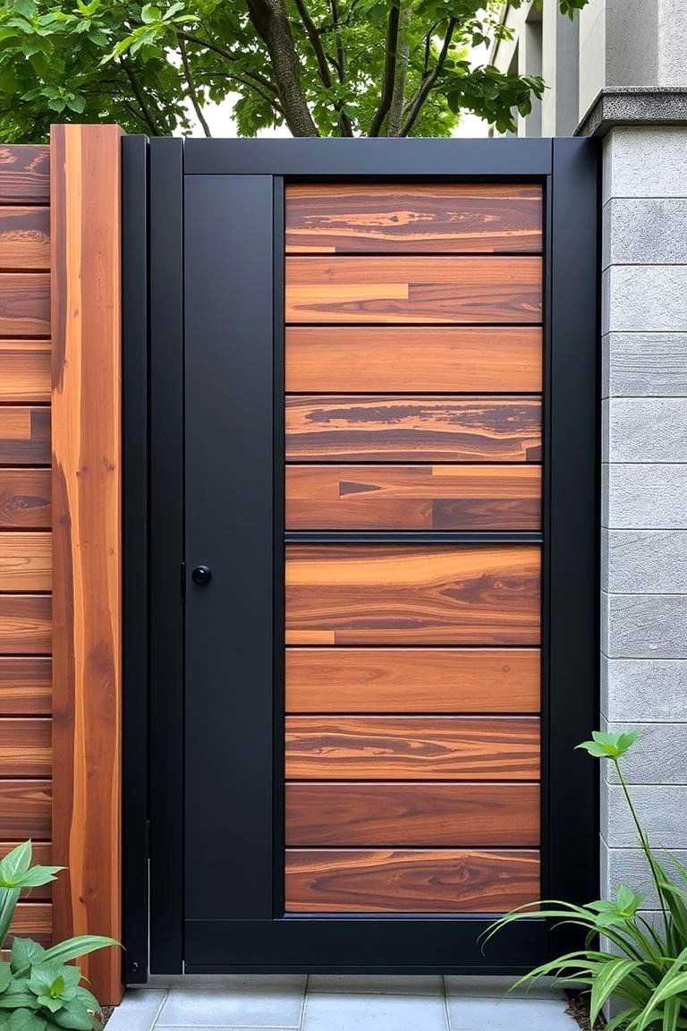 Minimalist Steel and Wood Fusion Gate - 24 Japanese Garden Gate Design Ideas