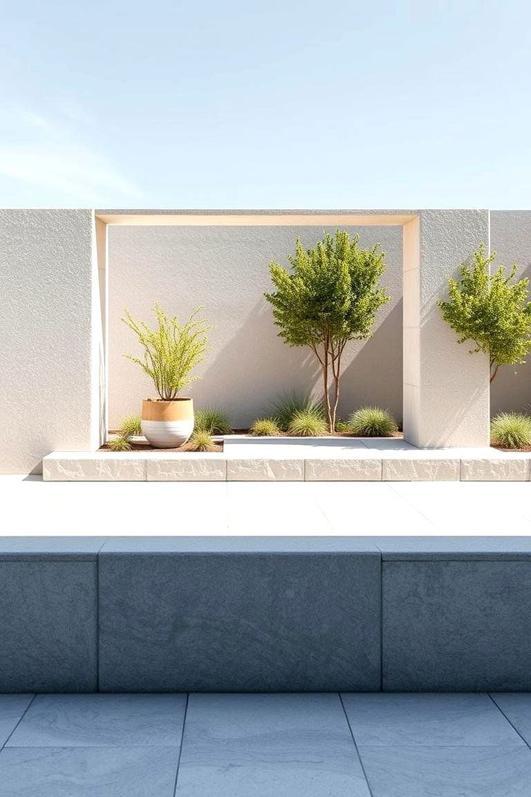 Minimalist Stone Outline - 24 Stone Porch Ideas