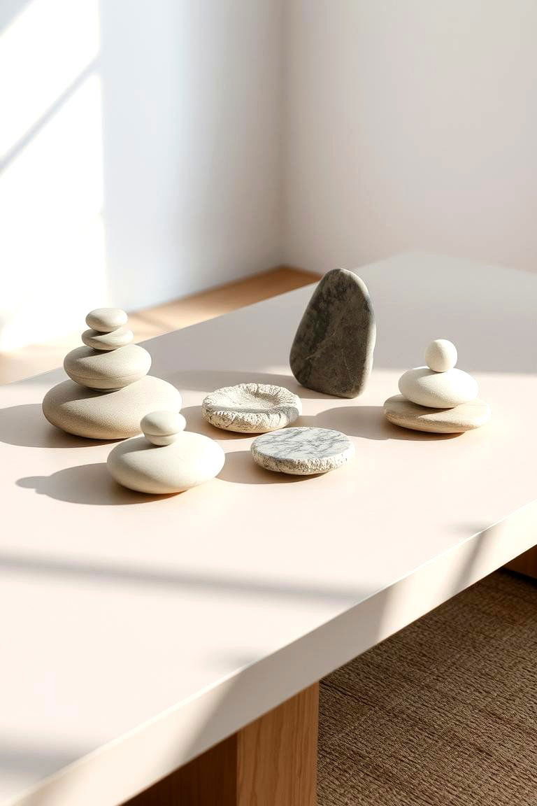 Minimalist Stone Sculpture Arrangement - 24 Coffee Table Centerpiece Ideas