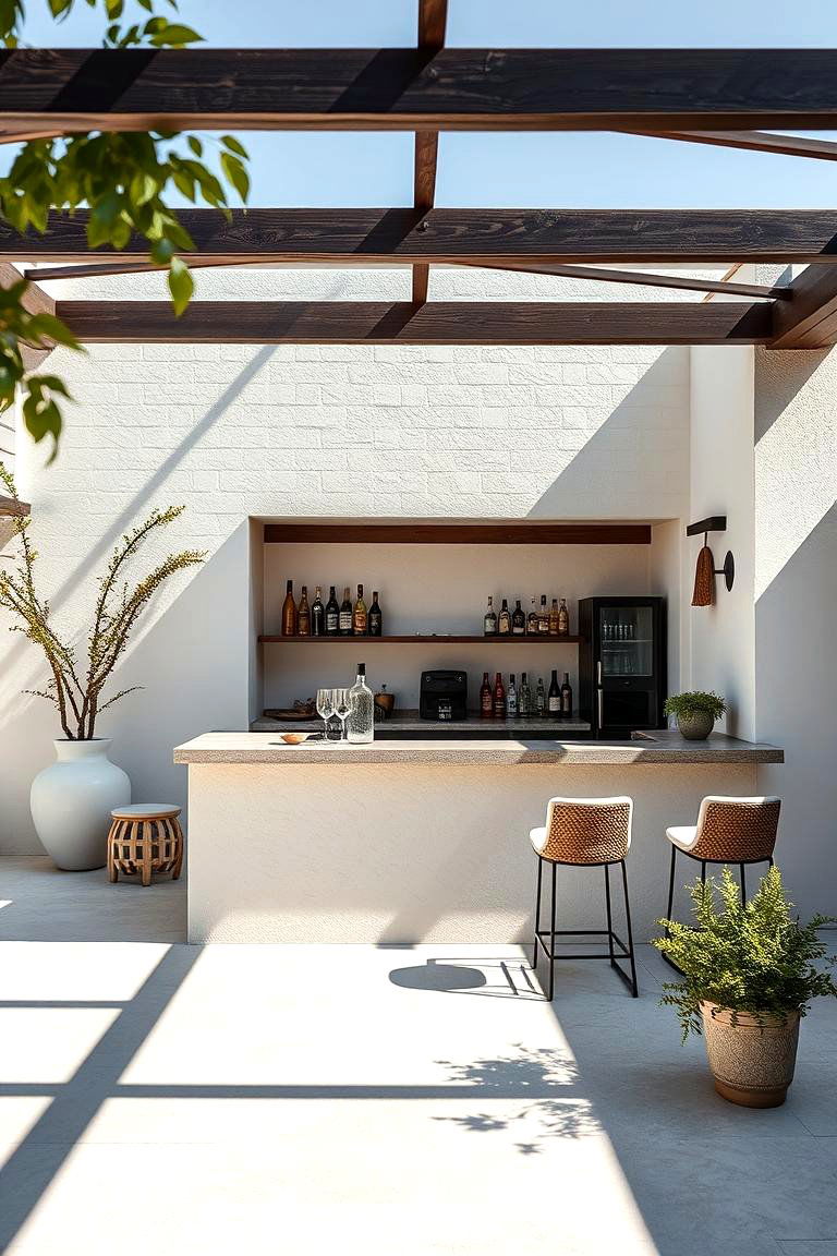 Minimalist Stucco Bar Area - 24 Stucco Outdoor Kitchen Ideas