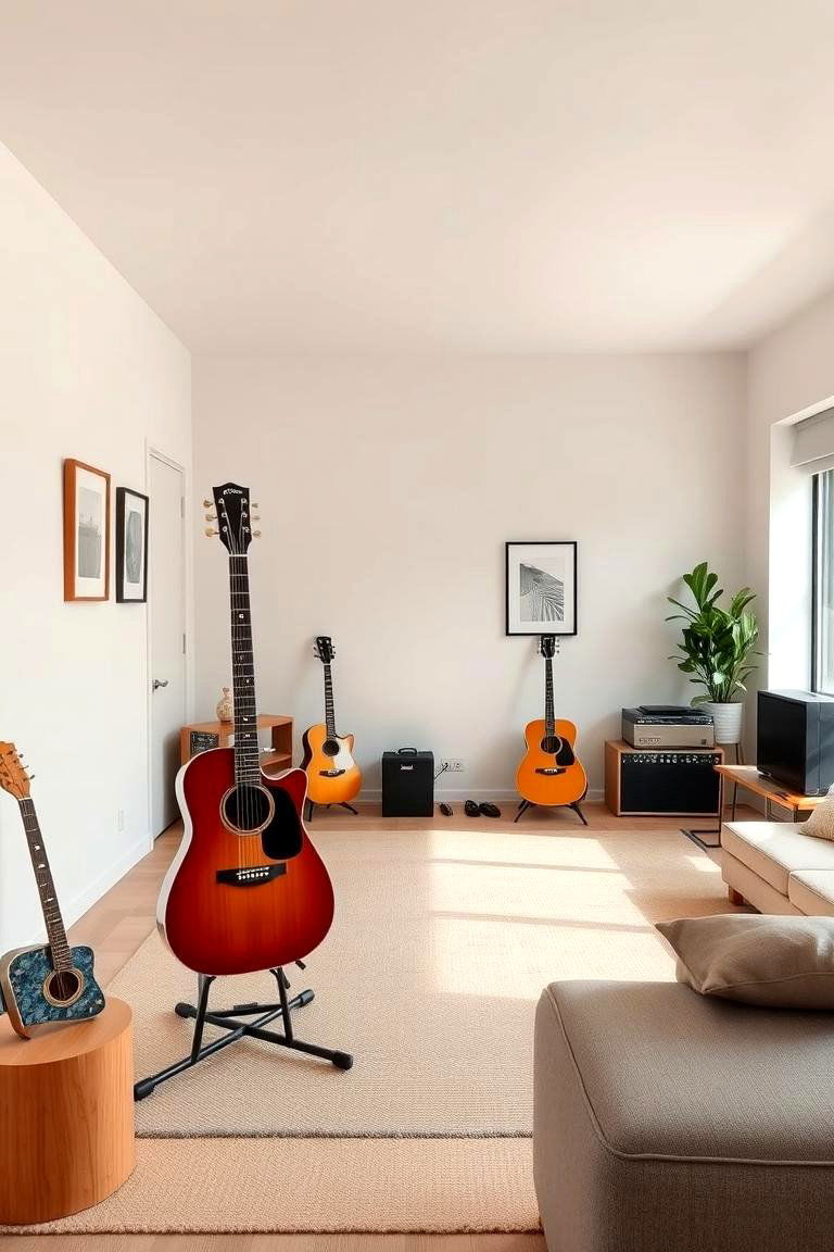 Minimalist Studio Sanctuary - 24 Guitar Room Ideas