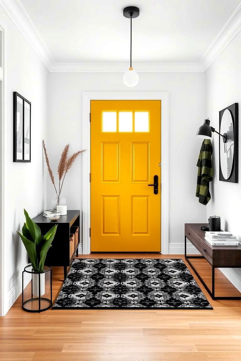 Minimalist Style with Black and White Contrast - 24 Mustard Yellow Front Door Ideas