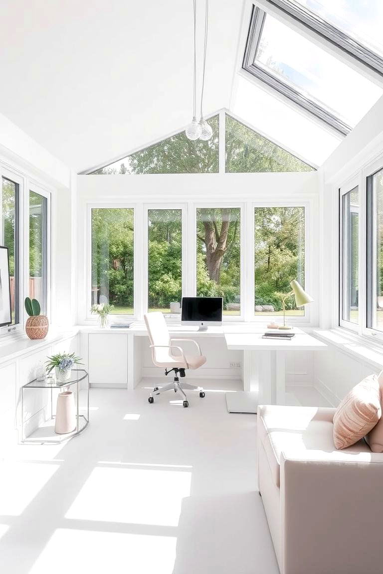 Minimalist Sunroom Office - 24 Sunroom Office Ideas