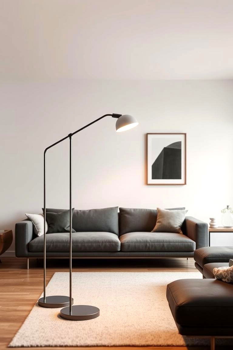 Minimalist Swing Arm Floor Lamp - 24 Living Room Floor Lamp Ideas and Inspiration
