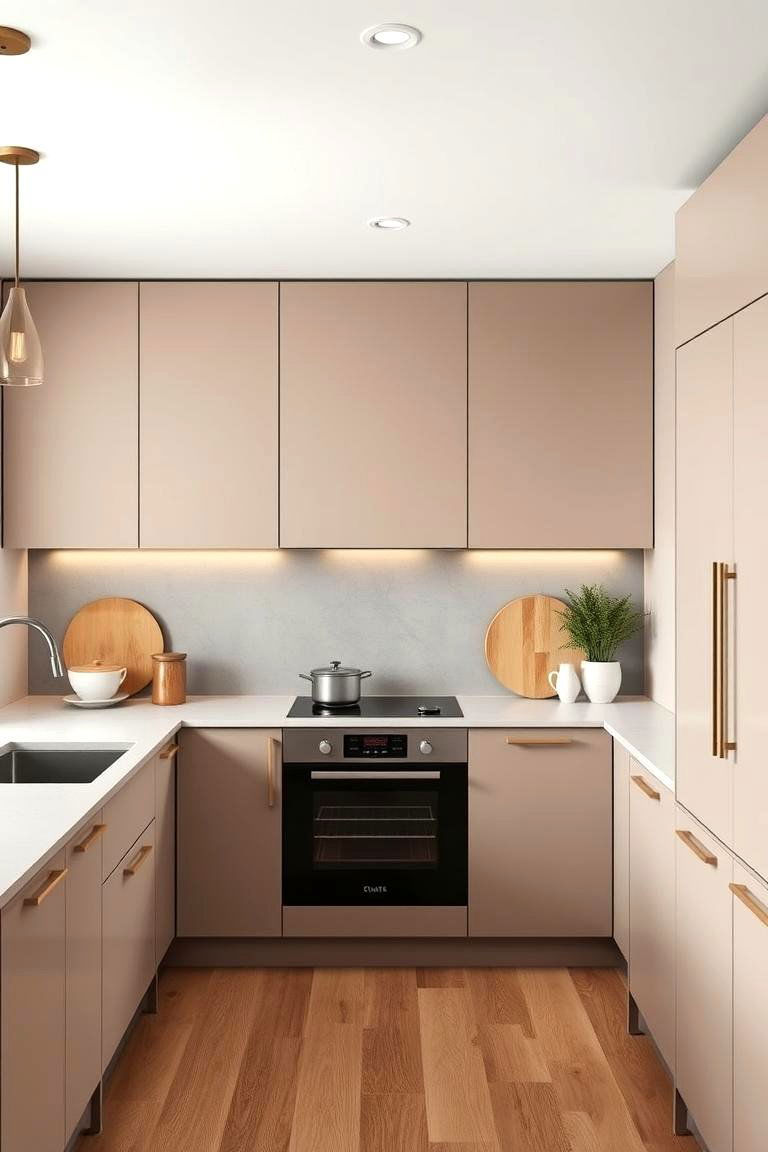 Minimalist Taupe with Clean Lines - 24 Taupe Kitchen Cabinet Ideas