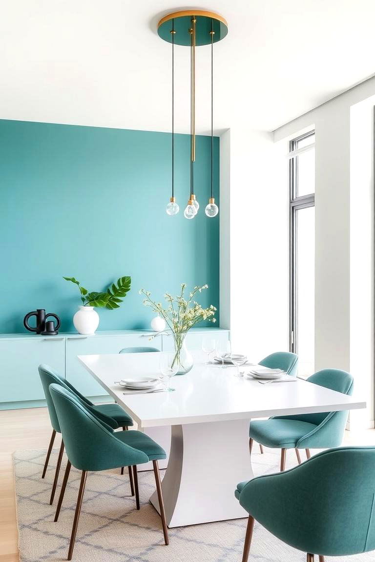 Minimalist Teal Dining Room - 24 Teal Dining Room Ideas