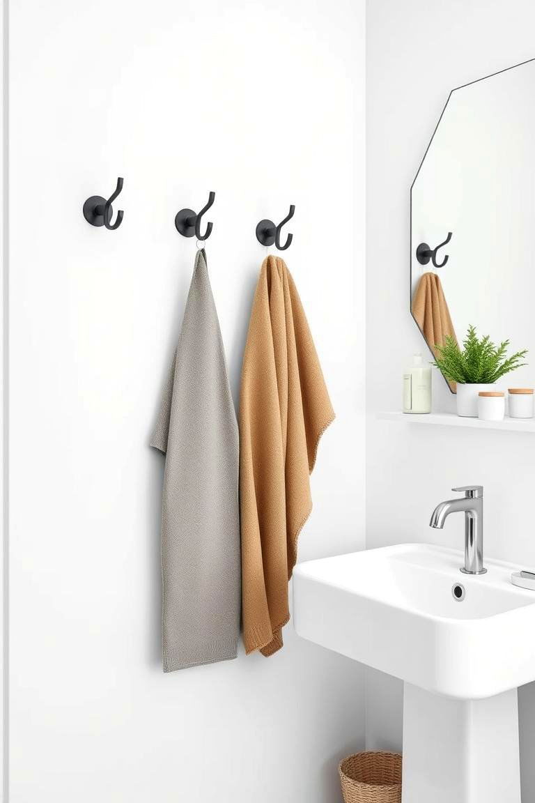 Minimalist Wall Hooks - 24 Pedestal Sink Storage Ideas