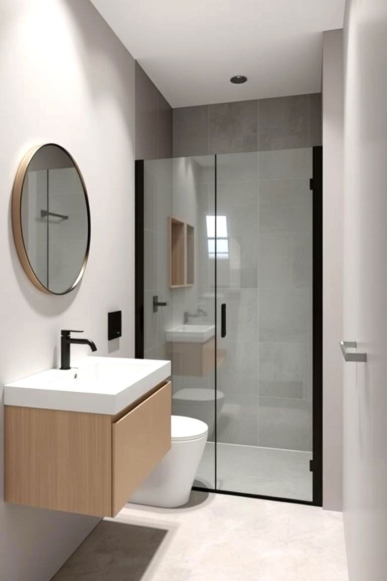 Minimalist Wet Room with Floating Vanity - 24 Wet Room Ideas