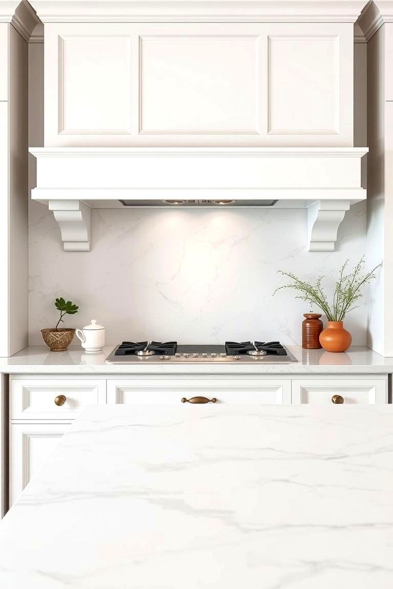 Minimalist White Backsplash with Natural Stone - 24 Rustic White Kitchen Ideas