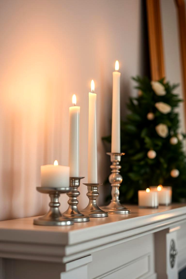 Minimalist White Candles - 24 Spring Mantel Decor Ideas