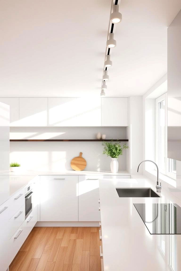 Minimalist White Design - 24 Kitchen Track Lighting Ideas