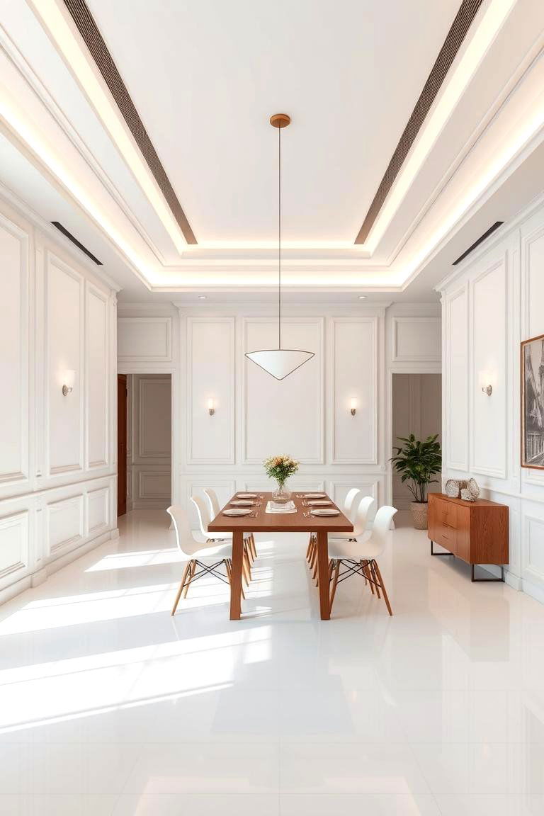 Minimalist White Paneling - 24 Dining Room Wall Paneling Ideas