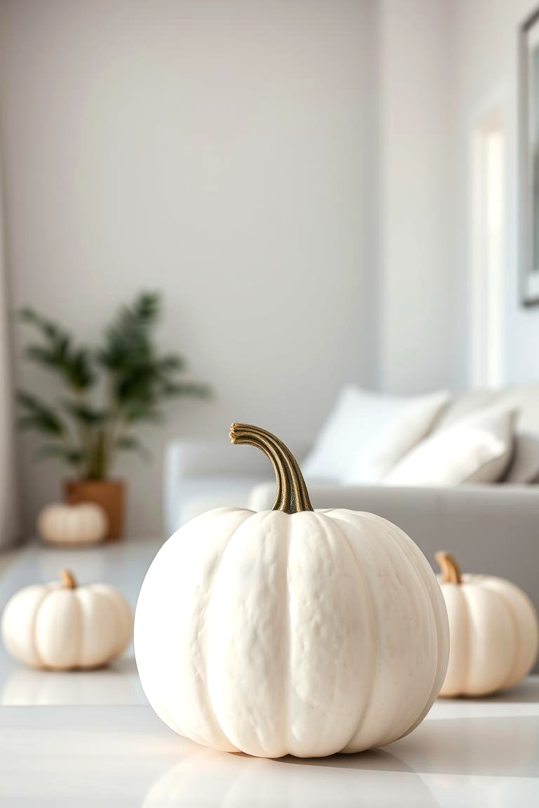 Minimalist White Pumpkin Ensemble - 24 Pumpkin Decor Ideas