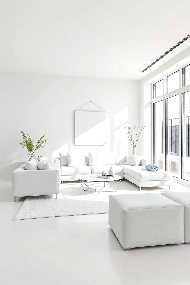 Minimalist White Sanctuary - 24 White Living Room Ideas