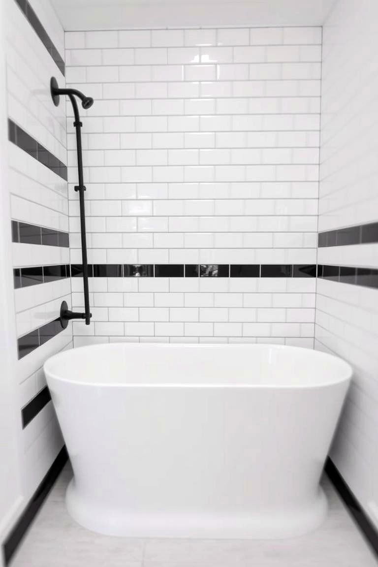 Minimalist White Subway Tile with Black Grout - 24 Bathtub Surround Ideas