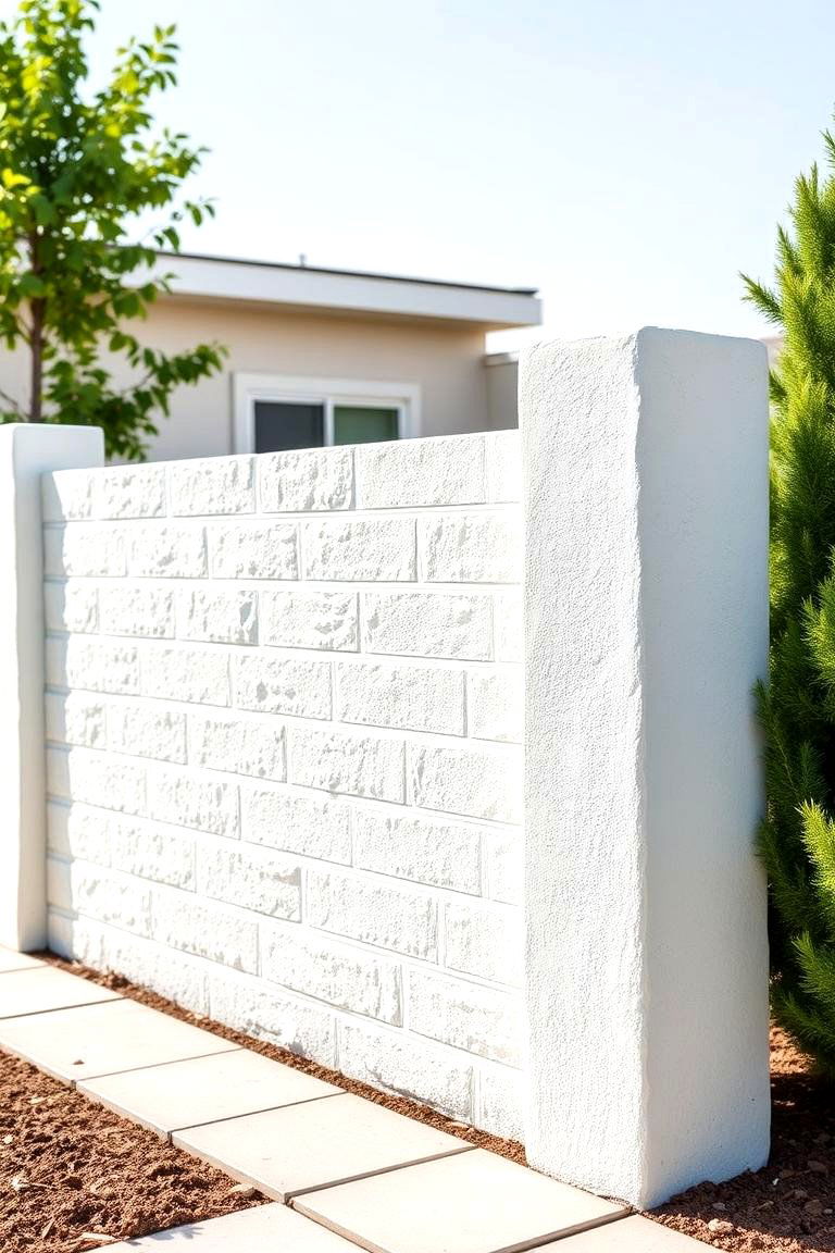 Minimalist Whitewash Cinder Block Fence - 24 Cinder Block Fence Ideas
