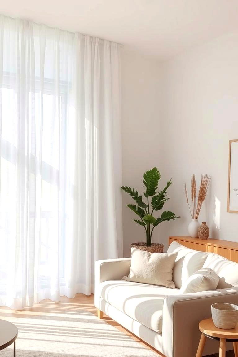 Minimalist Window Treatments - 24 Organic Modern Living Room Design Ideas
