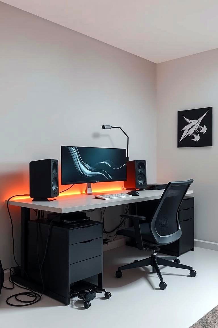 Minimalist Wired Setup - 24 Video Game Room Ideas