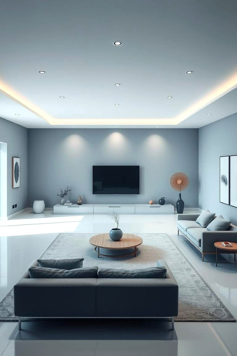 Minimalist Zen Calming Blue and Grey Retreat - 24 Blue and Grey Living Room Ideas