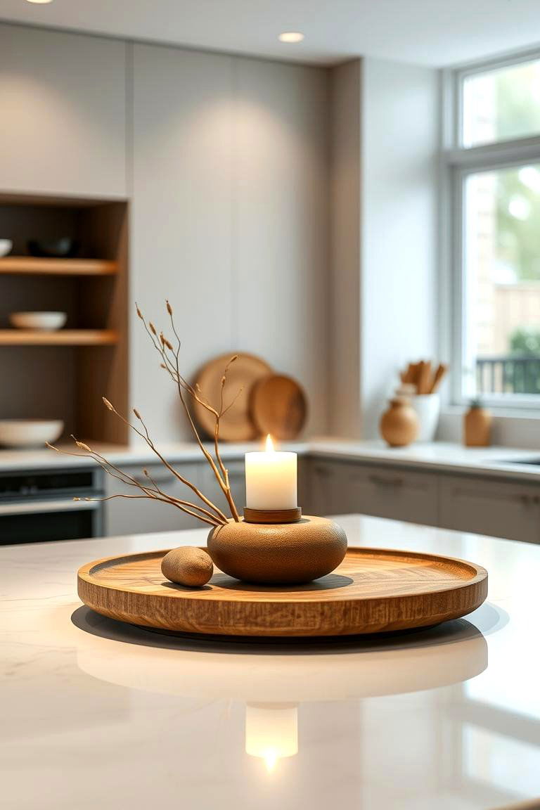 Minimalist Zen Inspired Centerpiece - 24 Kitchen Island Centerpiece Ideas