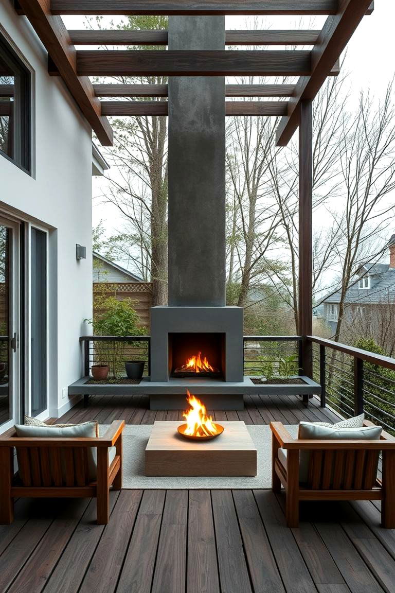 Minimalist Zen Tranquility - 24 Covered Deck With Fireplace Ideas