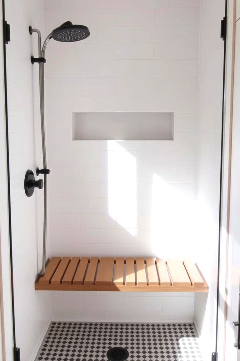 Minimalistic Bench Seating - 24 Small Shower Ideas