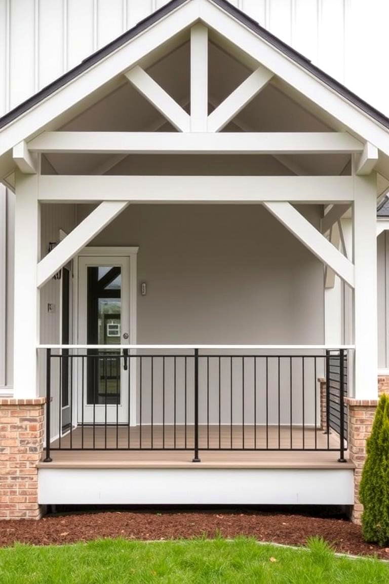 Minimalistic Porch Railing - 24 Barndominium Exterior Ideas