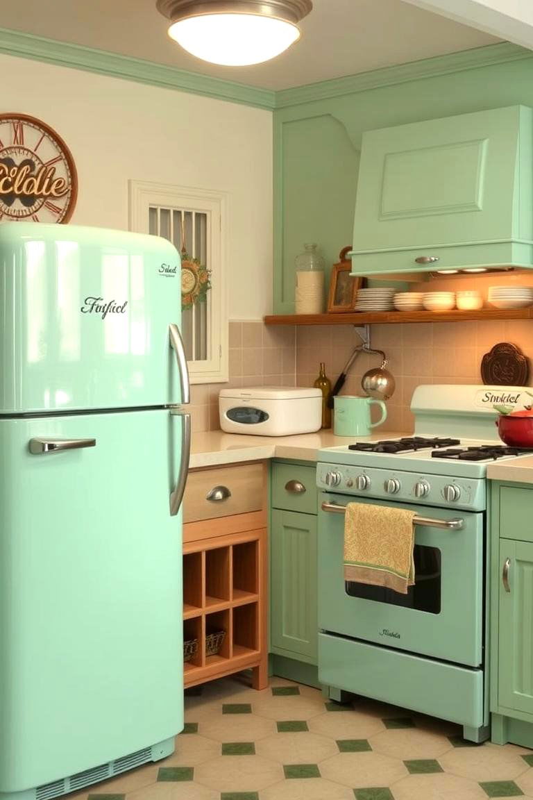 Mint Green Appliances for a Retro Touch - 24 Mint Kitchen Decor Ideas