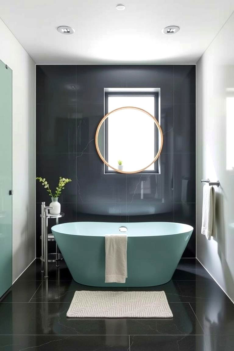 Mint Green Bathtub as the Focal Point - 24 Mint Green Bathroom Ideas