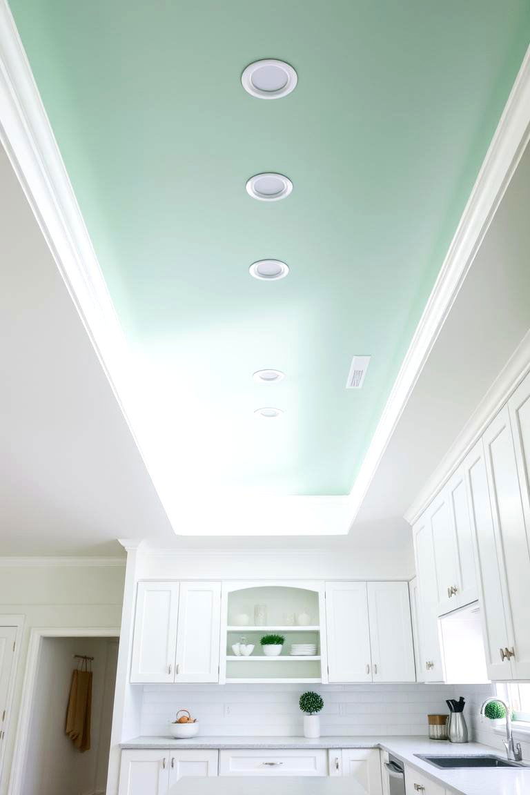 Mint Green Ceiling Accent - 24 Mint Green Kitchen Ideas