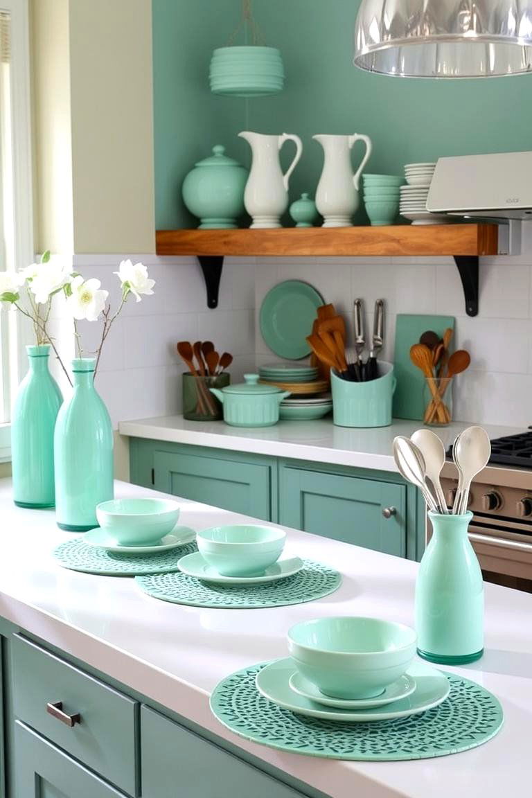 Mint Green Decorative Accessories for a Cohesive Look - 24 Mint Kitchen Decor Ideas