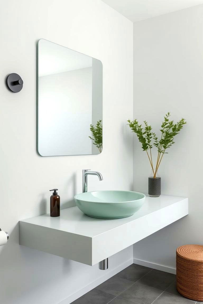 Mint Green Floating Sink for a Modern Bathroom - 24 Mint Green Bathroom Ideas