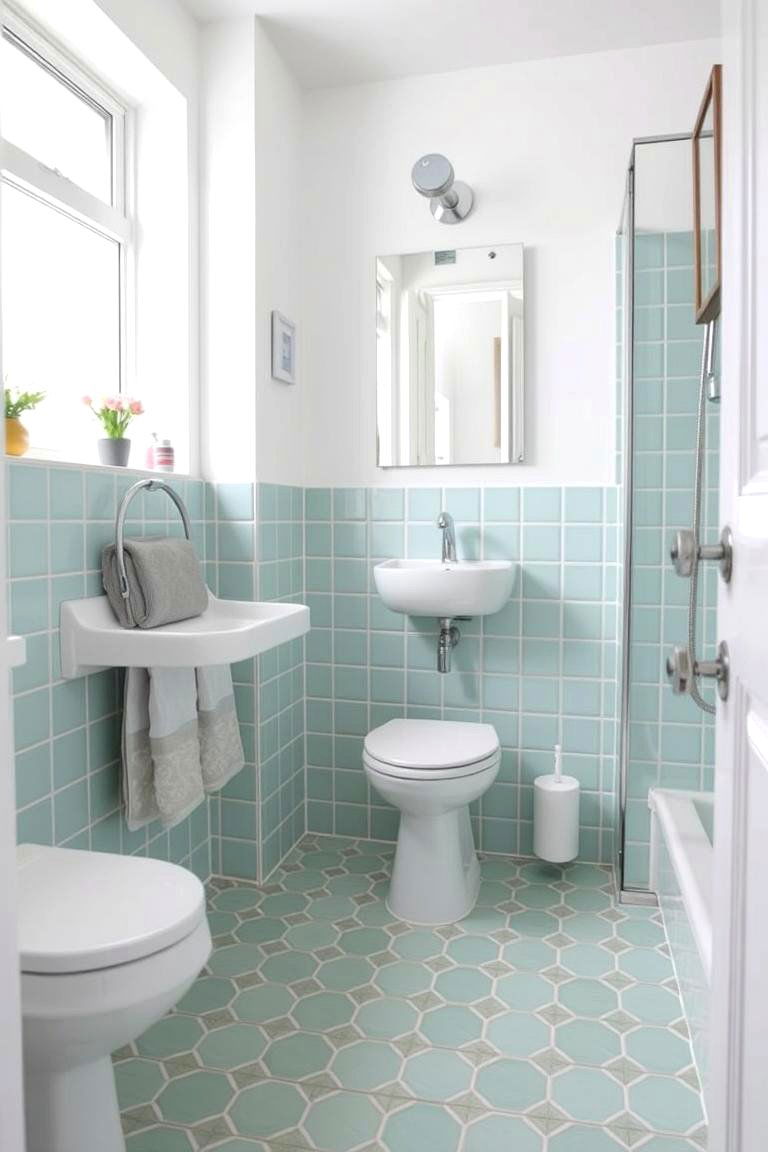 Mint Green Flooring for a Bold Statement - 24 Mint Green Bathroom Ideas