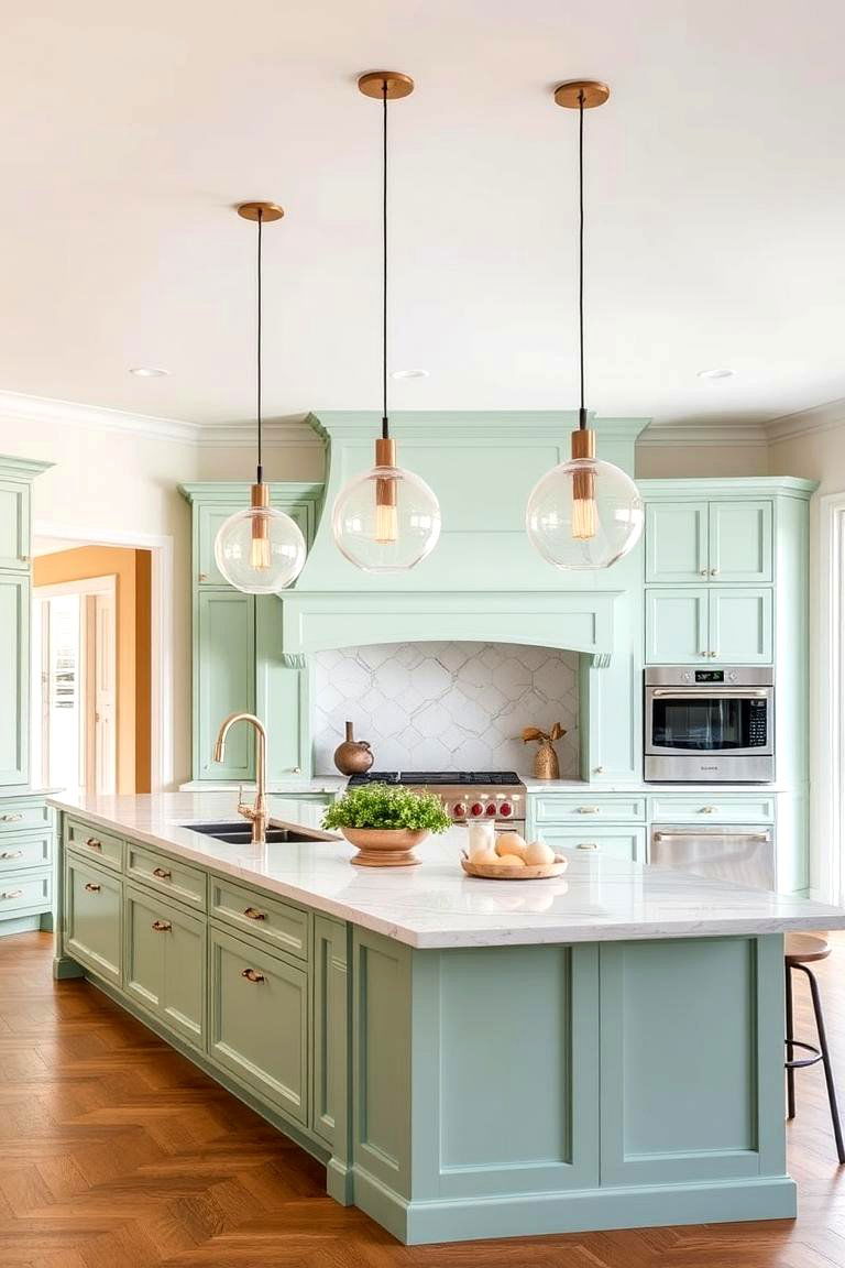 Mint Green Island for a Pop of Color - 24 Mint Kitchen Decor Ideas